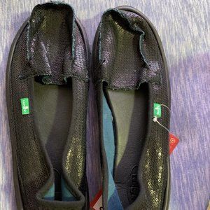 Sparkly Black Sanuk Shoes